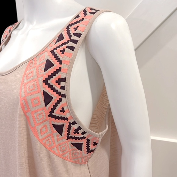 Vintage Y2K Mossimo Aztec Print Flowy Tank Top Peach Purple & Neon Orange - Picture 2 of 4